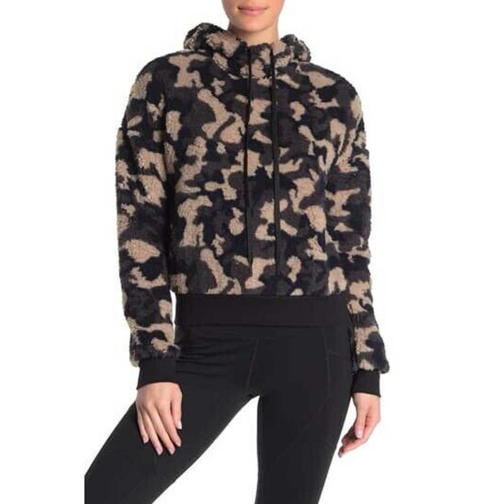 Zella Camo Fleece Hoodie Medium Shearling Green